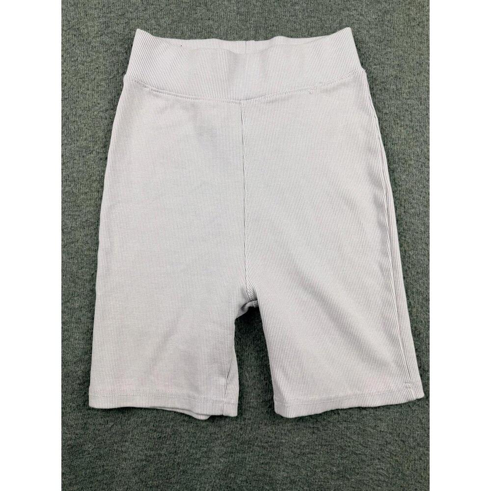 Nasty Gal White Ribbed Legging Shorts Women's XS Biker Style